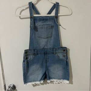 Cat & Jack by Target Blue/White Denim Short Super Stretch Overall, M (7/8)
